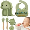 Dino Tablewear Set™ - Sæt med 7 dele - Spisesæt til børn i silikone Online