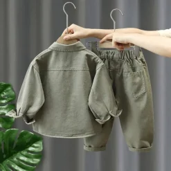 Mini Fashion™ - Blødt og behageligt - 2-delt efterårssæt i denim Clearance