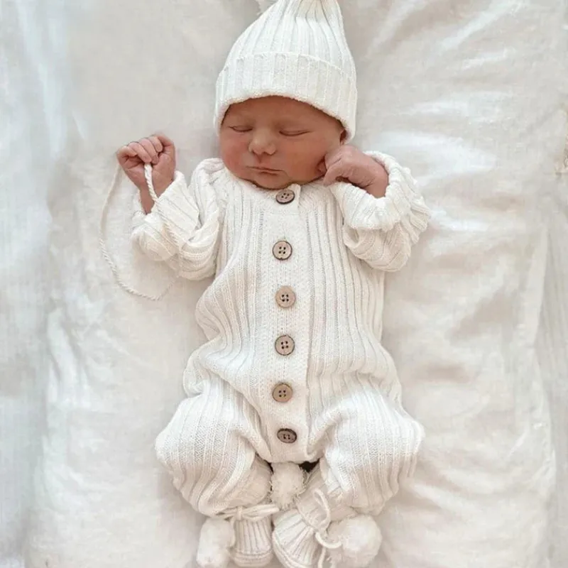 Mini fashion™ - Blødt 'strikket' bomuldsstof - Strikket Romper Best