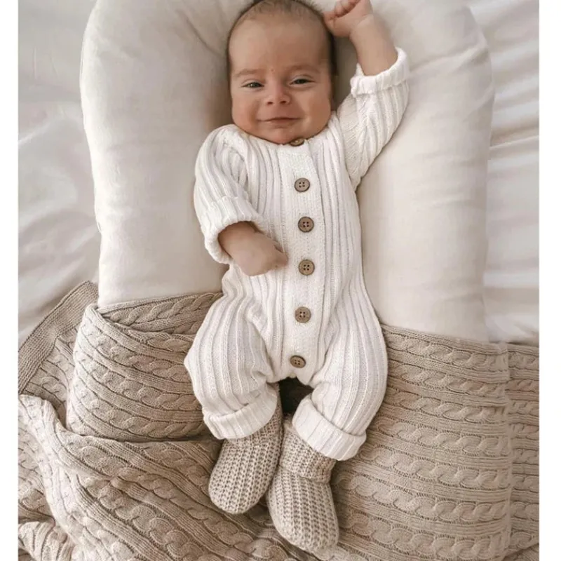 Mini fashion™ - Blødt 'strikket' bomuldsstof - Strikket Romper Best