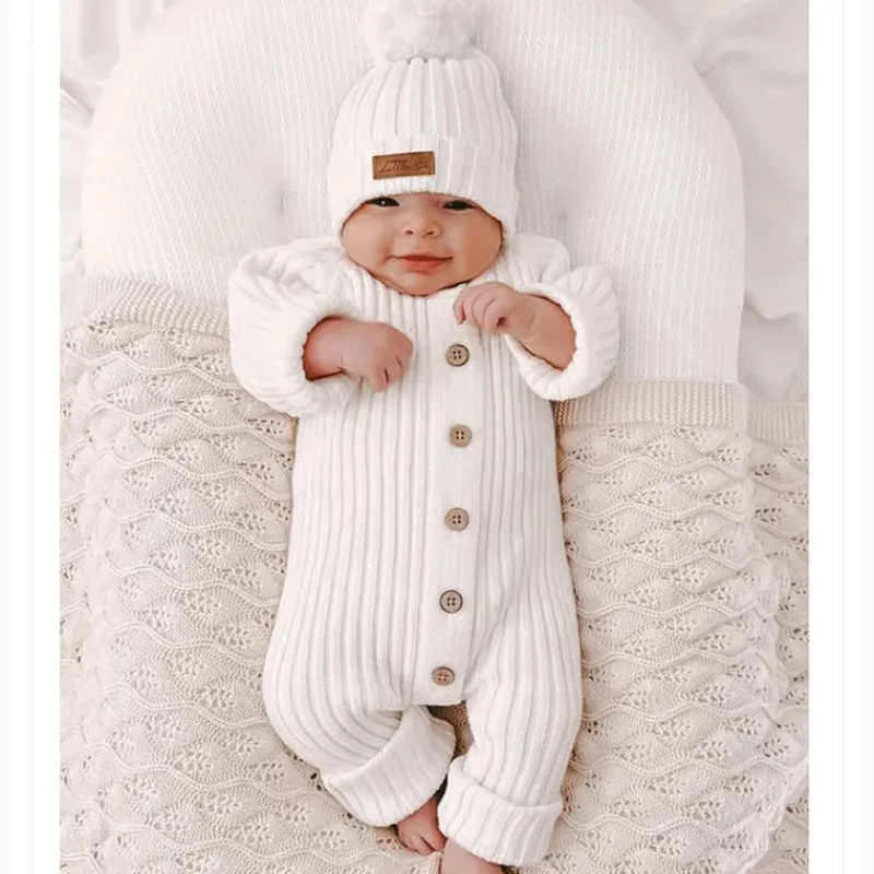 Mini fashion™ - Blødt 'strikket' bomuldsstof - Strikket Romper Best