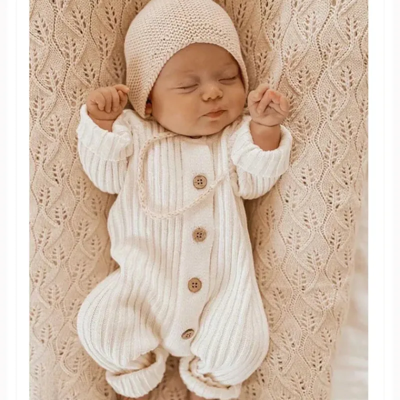 Mini fashion™ - Blødt 'strikket' bomuldsstof - Strikket Romper Best