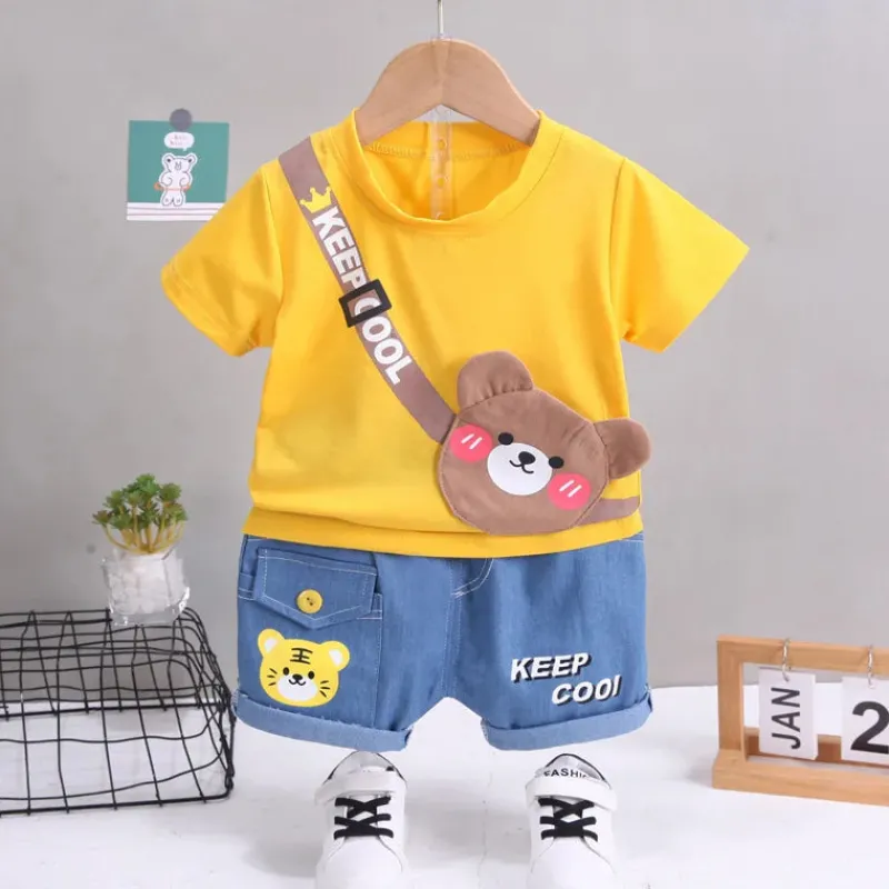 Mini Fashion™ - Dyreprint - Tøjsæt i bomuld New