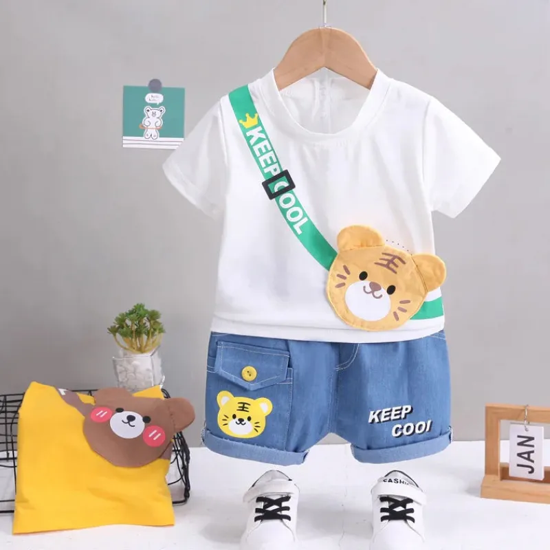 Mini Fashion™ - Dyreprint - Tøjsæt i bomuld New