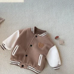 Peuter Fluweelrib Baseball Winterjas Mini Fashion™ - Fløjlsrib Baseball Vinterjakke til Småbørn Brun Clearance