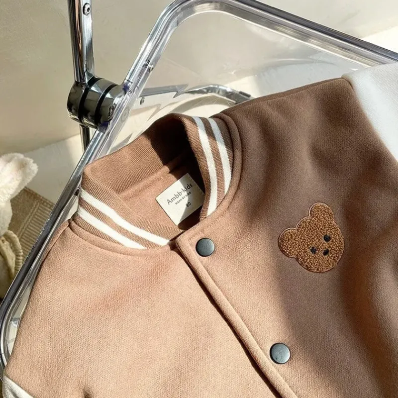 Peuter Fluweelrib Baseball Winterjas Mini Fashion™ - Fløjlsrib Baseball Vinterjakke til Småbørn Brun Clearance