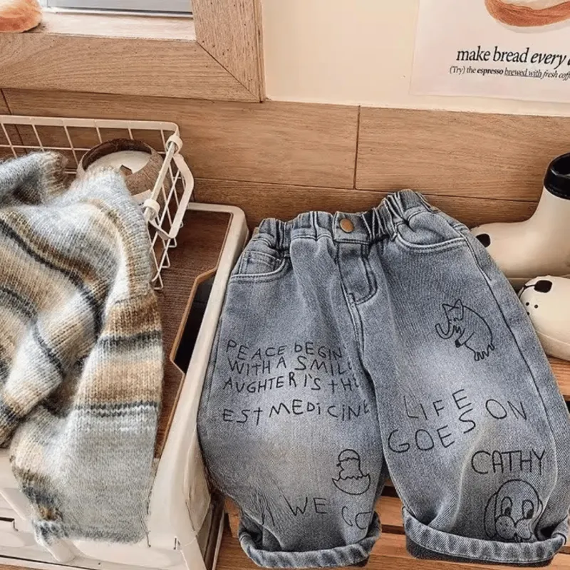 Mini Fashion™ - Jeans med lige ben - Afslappede jeans New