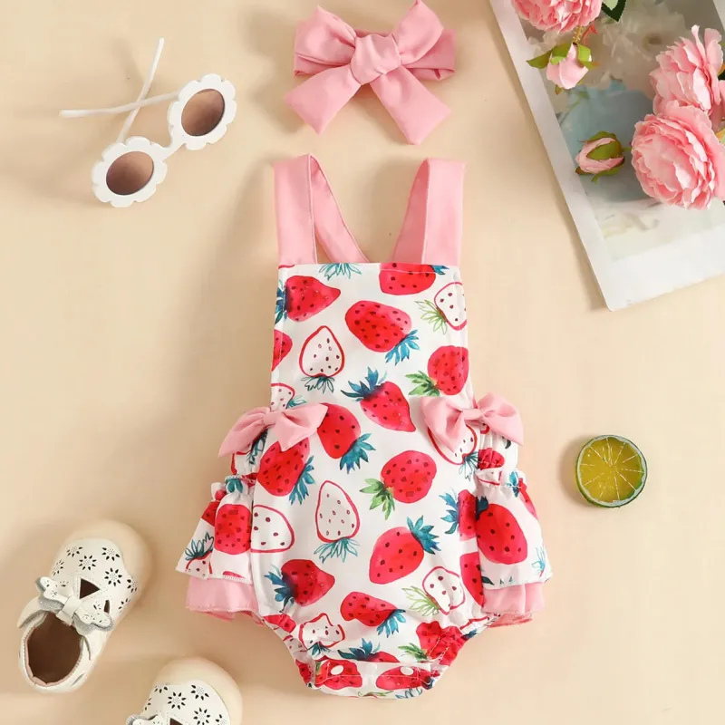 Mini Fashion™ - Ko eller Jordbær - Romper til Piger Online