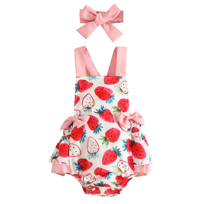Mini Fashion™ - Ko eller Jordbær - Romper til Piger Online