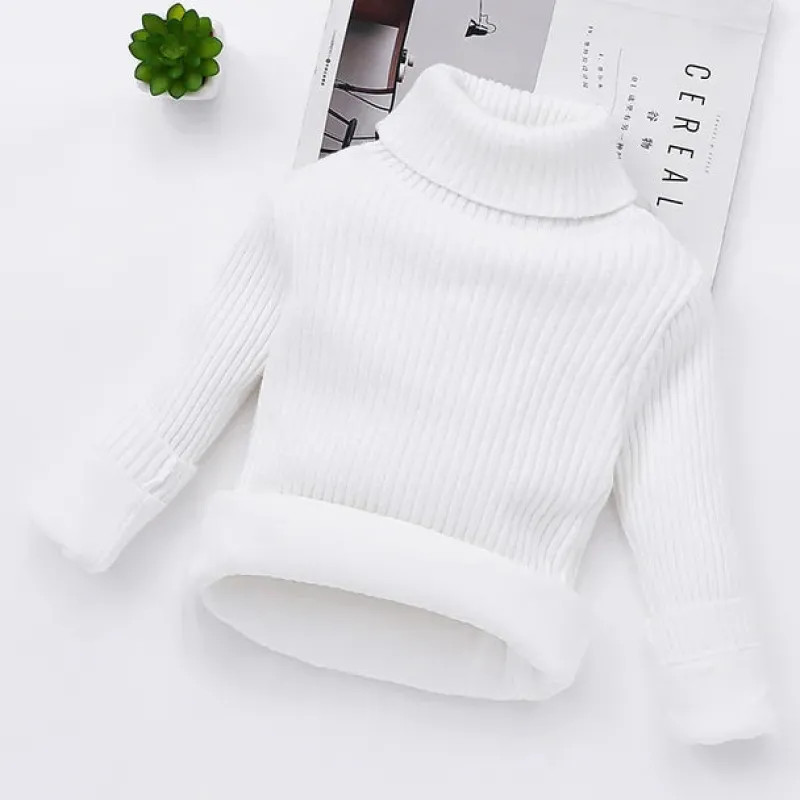 Kinder Gewatteerde Effen Coltrui Mini Fashion™ - Quiltet Ensfarvet Rullekrave til Børn Online