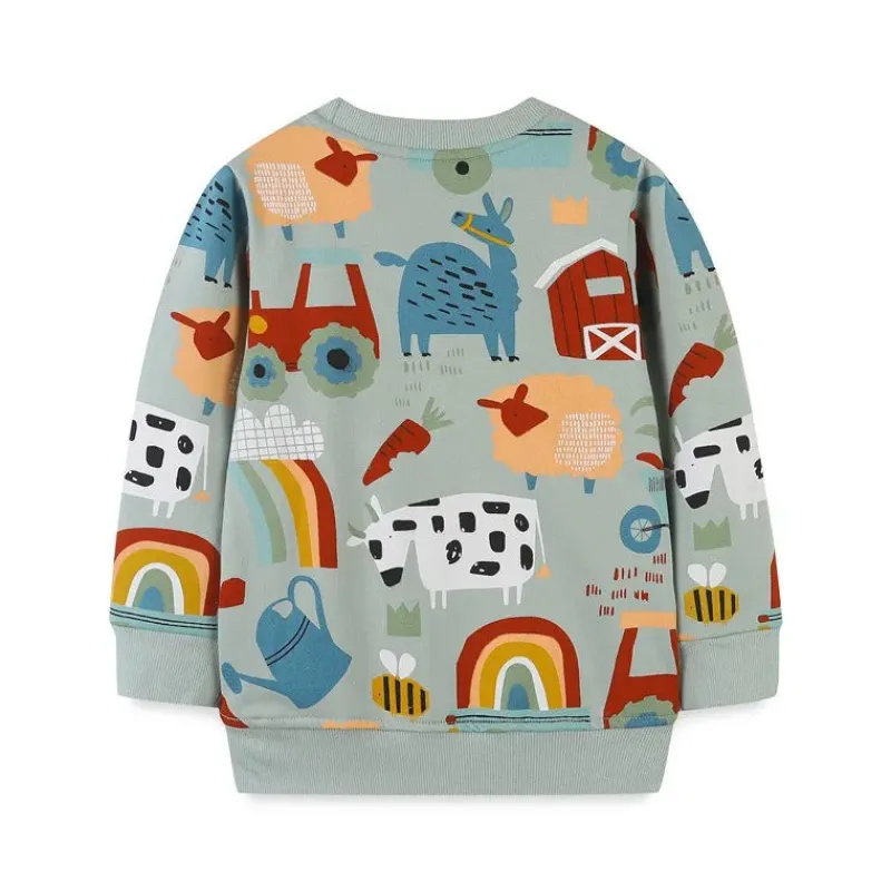 Mini Fashion™ - Søde prints - Sweatshirt Blå-Dyreprint Clearance