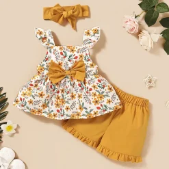 Mini Fashion™ - sødt design - 3-delt sommersæt til piger Gul Outlet