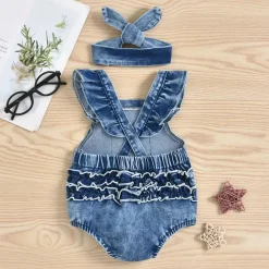 Mini Fashion™ - Sødt look - Denim Romper Best