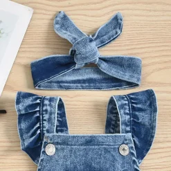 Mini Fashion™ - Sødt look - Denim Romper Best