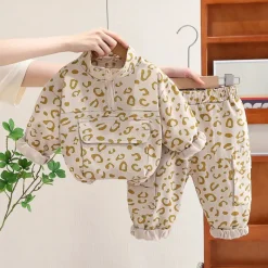 Mini Fashion™ - Sejt Leopardprint - 2-delt Tøjsæt Online