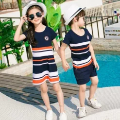 Mini Fashion™ - Sjov For Hele Familien - Stribet familiesæt New
